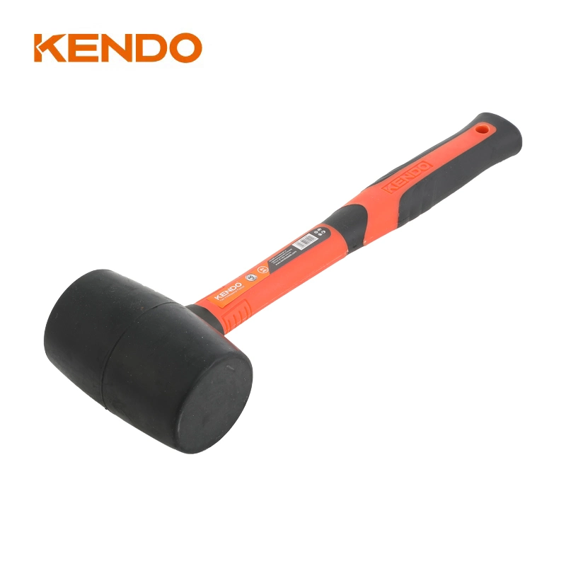 Kendo Black Rubber Mallet with High-Strength and Non-Slip Fiberglass Handle Core Helps Absorb Vibrations